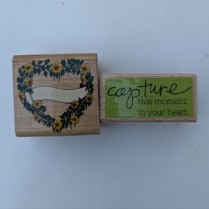 Floral Heart and Sentiment Rubber Stamps